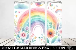 Colorful Watercolor Wimsical Pastel Rainbow | 20 oz Tumbler Product Image 2