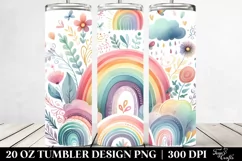 Colorful Watercolor Wimsical Pastel Rainbow | 20 oz Tumbler Product Image 2