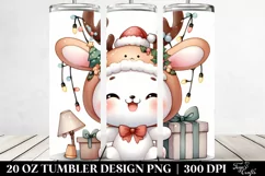 Cute Baby Rabbit with Reindeer Horns PNG Product Image 2