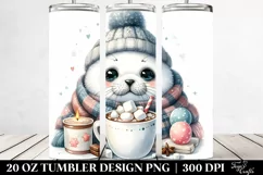 Cute Little Seal with Hot Cocoa PNG Product Image 2
