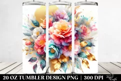 Vibrant Camellia Abstract Bouquet | 20 Oz Tumbler Product Image 2