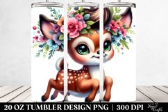 Cute Baby Deer Jumping with Floral Wreath PNG Product Image 2