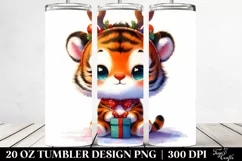Expressive Baby Tiger with Reindeer Horns PNG Product Image 2
