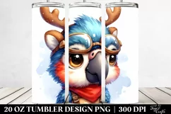 Colorful Macaw with Reindeer Horns PNG Product Image 2