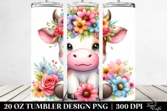Pastel Cartoon Cow | 20 oz Tumbler Product Image 2