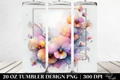 Abstract Shiny Pansy Clipart, Transparent 20 Oz Tumbler Product Image 2
