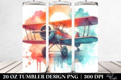 Washed Watercolor Vintage Plane | 20 Oz Tumbler Product Image 2