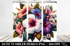Detailed Hibiscus Bouquet | 20 Oz Tumbler Product Image 2