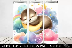 Cute Baby Otter Sleeping Clipart, High-Res 20 Oz Tumbler Product Image 2