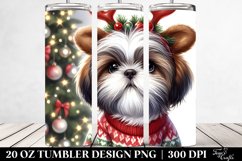 Festive Shih Tzu with Reindeer Horns PNG Product Image 2