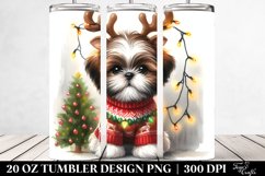 Festive Shih Tzu with Reindeer Horns PNG Product Image 2