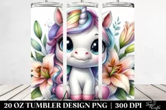 Baby Unicorn Lily Smiling | 20 oz Tumbler Product Image 2