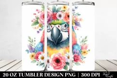 Floral Watercolor Macaw | 20 oz Tumbler Product Image 2