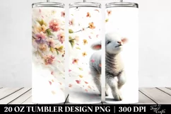 20 Oz Tumbler Sublimation | Lamb Tumbling with Spring Petals Product Image 2