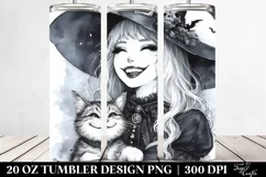 Smiling Witch with Cat | Tshirt|Tumbler|Mug|Clipart Product Image 2