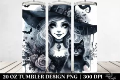 Smiling Witch with Cat | Tshirt|Tumbler|Mug|Clipart Product Image 2