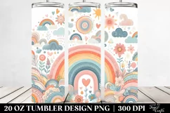 Colorful Whimsical Pastel Rainbow Bouquet | 20 Oz Tumbler Product Image 2