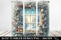 Frosty Windowpane Christmas Clipart, High-Res 20 Oz Tumbler Product Image 2