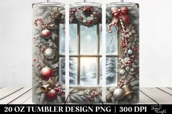 Frosty Windowpane Christmas Clipart, High-Res 20 Oz Tumbler Product Image 2