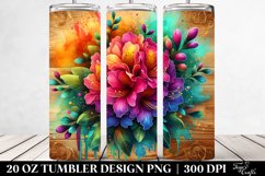 20 Oz Tumbler Sublimation | Colorful Rhododendron on Wooden Product Image 2