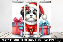 Festive Havanese with Winter Accessories PNG Product Image 2