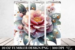 20 Oz Tumbler Sublimation | Glossy Camellia with Golden Product Image 2