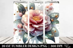 20 Oz Tumbler Sublimation | Glossy Camellia with Golden Product Image 2