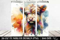 Colorful Baby Highland Cow with Abstract Background. 20 Oz Product Image 2