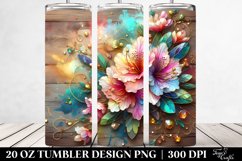20 Oz Tumbler Sublimation | Colorful Rhododendron on Wooden Product Image 2