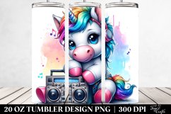 Colorful Image Baby Unicorn with Boombox. 20 Oz Tumbler Product Image 2