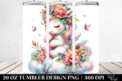 20 Oz Tumbler Sublimation | Cute Baby Unicorn with Flowers Product Image 2