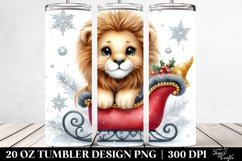 Cute Lion behind Christmas Sleigh 20 Oz Tumbler Product Image 2