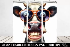 Crazy Funny Cow with Sunglasses | 20 oz Tumbler Product Image 2
