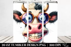 Crazy Funny Cow with Sunglasses | 20 oz Tumbler Product Image 2