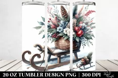 Washed Watercolor Sled Clipart, Transparent 20 Oz Tumbler Product Image 2