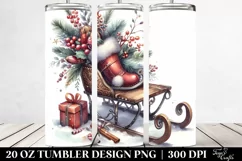 Washed Watercolor Sled Clipart, Transparent 20 Oz Tumbler Product Image 2