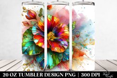 20 Oz Tumbler Sublimation | Colorful Nasturtium on White Product Image 2