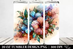 Abstract Stained Hibiscus | 20 oz Tumbler Product Image 2