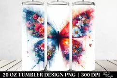 Abstract Butterfly Flowers. 20 Oz Tumbler Design Product Image 2