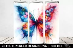 Abstract Butterfly Flowers. 20 Oz Tumbler Design Product Image 2
