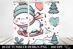 Cute Baby Hippo on Sleigh 20 Oz Tumbler Product Image 2
