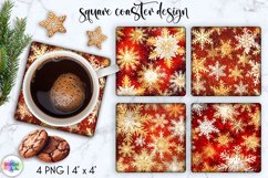 Shimmering Golden Snowflakes | Square Coasters Sublimation Product Image 1