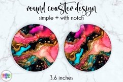 Abstract Pink Car Coaster | Liquid Art Round Coaster Design Product Image 1