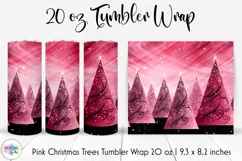 Pink Christmas Trees Tumbler Wrap Design | Pink Tumbler PNG Product Image 4