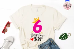 Six birthday girl - Birthday SVG EPS DXF Product Image 2
