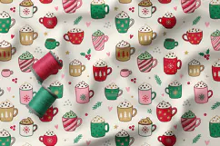 Cozy Christmas Coffee Cups Seamless Patterns Product Image 2