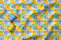Mediterranean Lemon Seamless Pattern, Limoncello Tile Retro Product Image 2