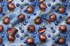 Blueberry Dessert Pattern, Chocolates with berries Patterns Product Image 2