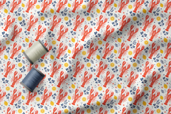 Mediterranean Seafood Folk Art Pattern, Coastal Seamless Product Image 2
