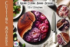 Pink Peony Resin Cutting Board Print, Kitchen Cutting Boards Product Image 1
